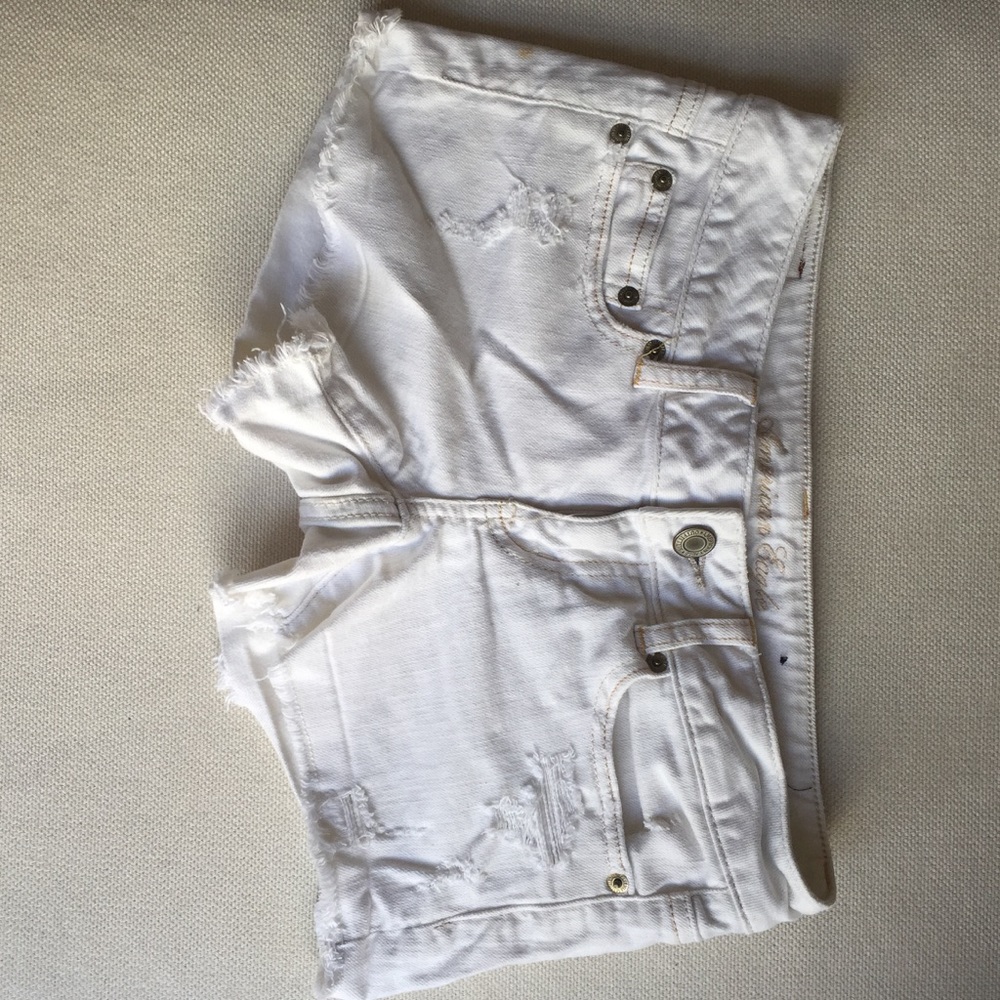 American Eagle white denim shorts